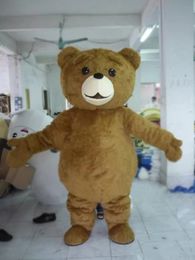 High quality hot Mascot Adult size Cartoon long plush ted brown bear Mascot Costume mascot halloween costume christmas