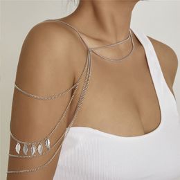 Multilayer Elegant Leaves Pendant Shoulder Chains Necklace for Women Wedding Accessories Sexy Decorations Party Body Jewelry New