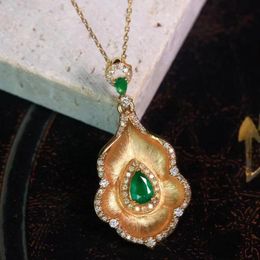 Chains FASHION RETRO EUREPEAN NATURAL EMERALD WITH DIAMOND NECKLACE FINE JEWELRY PARTY WEDDING DAILY WEAR ALL SEASONChains