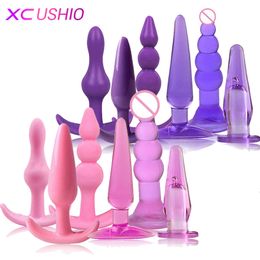 6Pcs/set Soft Silicone Anal Butt Plug Prostate Massager Dildo Adult Products Plugs Beads Erotic sexy Toys For Men Women Gay