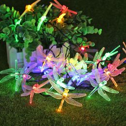 Strings 5/6.5m Solar Dragonfly LED String Lights Garland Waterproof Fairy Lamps For Outdoor Garden Christmas Wedding Party DecorationLED