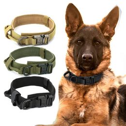 Dog Collars & Leashes Durable Tactical Collar Leash Adjustable Handle Training Nylon Pet Military German Shepard Medium Large DogsDog