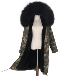multi x Canada - Women's Fur & Faux Woman Raccoon Lining Real Jacket Coat X-Long Natural Color Parka 2022 Winter Big Collar Thick