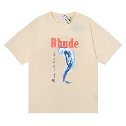 Rhude Brand Printed T Shirt Men Women Round Neck T Shirts Spring Summer High Street Style Quality Top Tees RHUDE Asian Size S XL Camiseta Cheap Loe Iffcoat 238