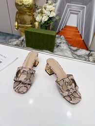2022ss python pattern high heel slippers leather sole 35 cm heel height Europe and America