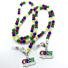 Chains Personality Order Of The Eastern Star Society OES Enamel Metal Pendant Colorful Beads Necklace Mask Glasses ChainChains Heal22