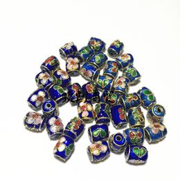 10pcs 7x9mm Enameling Cylindrical Beads DIY Chinese Cloisonne Rectangle Beaded Copper Accessories Jewellery Making Findings