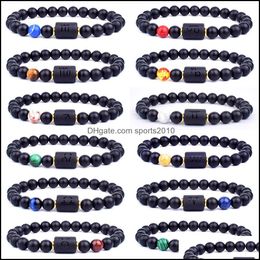 Arts And Crafts Arts Gifts Home Garden 8Mm Stone Beads 12 Constellations Couple Strands Bracelet Men Bracelets For Women P Dh56M