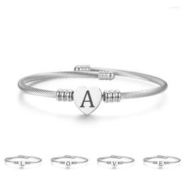 Bangle Hapiship Silver Colour Stainless Steel Heart Bracelet With Letter Fashion Initial Alphabet Charms Bracelets For Women G239Bangle Kent2