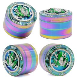 50mm Diameter Herb Grinders Smoking Accessories Spider Green Frog Skull Shape Tobacco Crusher Zinc Alloy Diameter Diamante Grinder GR177-G