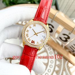 new version Women's Watches Japanese movement Diamond Bezel White Dial 35mm Calfskin Leather Strap Bands Top High Quality Automatic Ladies Watch