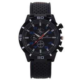 Wristwatches Sport Round Quartz Digital Dial Casual Wrist Watches Rubber Strap Fashionable Clock Waterproof Wristwatch For MenWristwatches