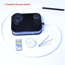 Portable Acrylic Hookah Set Square Shape Complete Shisha with LED Light Bowl Hose Tongs Coal Holder Narguile Chicha Accessories