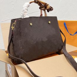 Women Handbag Shoulder Crossbody Bags Oxidate Genuine Leather Tote Bag Classic Letter Detchable Cross-body Strap Shell Handbags 03
