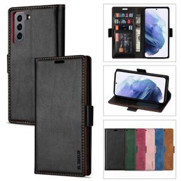 Leather Cases For Samsung Galaxy S21 S20 Ultra S10 S9 S8 Plus S7 S6 Edge S20FE S21FE Note 8 9 10 Pro 20 Ultra Wallet Phone Case