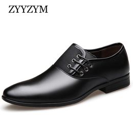 ZYYZYM Fashion Men Formal Shoes Size 3847 Black Brown Classic Point Toe Men Dress Business Party Shoes 210315