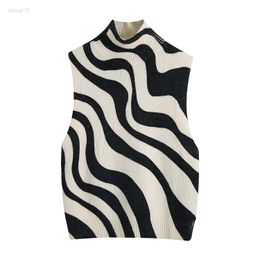 New Women Fashion Turtleneck Ribbed Sleeveless Vest Depth Shirts Autumn Winter Female Slim Sticks Sweater L220725