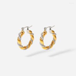 Hoop & Huggie Waterproof Jewellery Stainless Steel Silver Gold Plated Croissant Earring Special Double Twisted Earrings For WomenHoop Kirs22