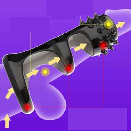 Full Body Massager Sex toys masager Male Black Crystal Skin Blocking Massager Cock Anti Falling Off Prepuce Compound Ring Penis Sperm Locking Fun Wolf Tooth 4GCT