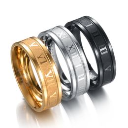 3 Colors Roman Numerals Stainless Steel Ring Fashion Personality Male Rings Jewelry