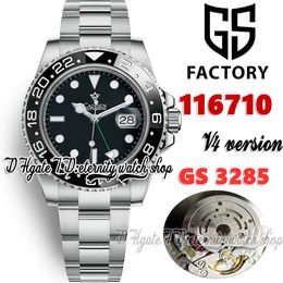 GSF V4 GMT gs116710 Cal.3285 gs3285 Automatic Mens Watch Black Ceramic Bezel Black Dial 904L Stainless Steel Bracelet With Same Serial Warranty Card eternity Watches
