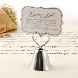 50PCS Wedding Favours Kissing Bell Heart Silver Place Card Holder Party Decoratives Name Photo Card Clips