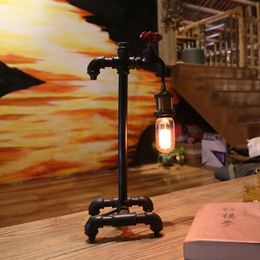 Table Lamps Loft Retro Industrial Wind Lamp Creative Led Desk Bar Cafe Study Bedroom Water Pipe Decorative LampTable