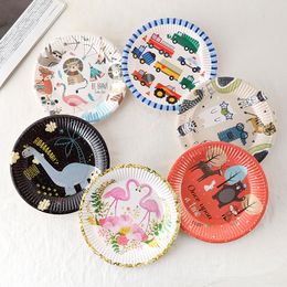 7" Disposable Cake Plates Animal Theme Party Kid Birthday Children's Day Party Tableware Baby Shower Party Supplies MJ0624
