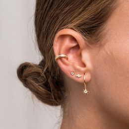 Hoop & Huggie Earring Bling Zircon Pendant Piercing Earrings For Women Girls Boho Wedding Jewelry Gift Pendientes BrincosHoop