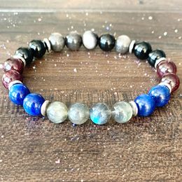 MG1411 Strand AAA Grade Kyanite Bracelet Black Tourmaline Garnet Mala Bracelet Labradorite Silver Obsidian Yoga Energy Jewlelry