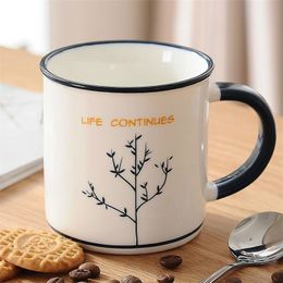 Brief cartoon mug coffee cup ceramic milk cup enamel teacup cartoon drink cup birthday gift smallsweet coffee mugs T200506