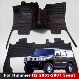 Waterproof Car Floor Mats For Hummer H2 2003-2008 5seat SUV Leather All Weather Anti-Slip Auto Carpet Cover Car Foot Liner Pads H220415