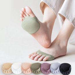 Socks & Hosiery Summer Women Invisible No Show Five Fingers High Heel Open Toe Solid Colour Thin Breathable Half Sock Slippers PadsSocks