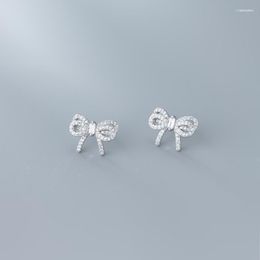 Stud Radiant Clear CZ Cute Bowknot Luxury Earring For Women 925 Sterling Silver Wedding Engagement Ear Pin Fine JewelryStud Odet22 Farl22