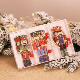 Christmas Tree Decorations 9Pcslot Wooden Nutcracker Soldier Ornaments Decoration for Home Year natal Y201020