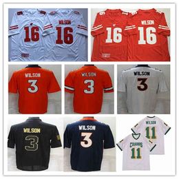 Man Football 3 Russell Wilson Jersey Orange Blue Black Ncaa College 16 Wisconsin Badgers Red White High School 11 Cougars Sticthed Shirts