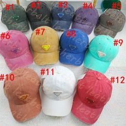 Triangle Badge Baseball Cap Retro Designer Denim Golf Caps Fashion Hip Hop Hat Women Men Adjustable Canvas Sport Caps