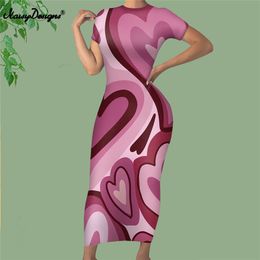 Noisydesigns Bodycon Dress Women Elegant Office Ladies Cute Heart Sundress Vestido Large Size 4XL Beach Long Robe Longue 220627