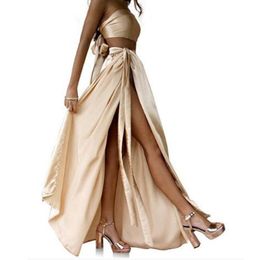 Skirts Sexy High Slit Silk Long Skirt Custom Made A Line Floor Length Women Maxi Saia LongaSkirts