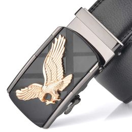 High grade Eagle leather automatic buckle belt Men's exquisite characteristic eagle ratchet zinc alloy belts black brown wholesale