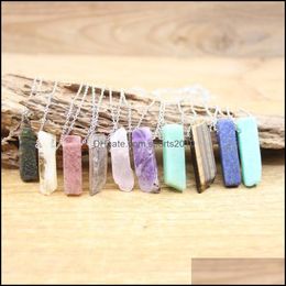 Arts And Crafts Stainless Chains Stone Silce Slab Pendants Healing Crystal Reiki Natural Smoky Rose Quartz Citrines Gem Sports2010 Dhsax