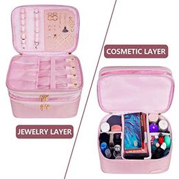 HBPLARGE Cosmetic Bag Jewelry Travel Travel Viajes 2 en 1 Portátil y limpieza Wash S