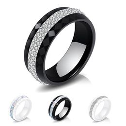 Cluster Rings Modyle 2022 Cubic Zirconia Wedding Ring For Women Hiqh Quality Black And White Ceramic Female Fashion Jewellery GiftsCluster Clu