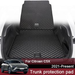 1pc Car Styling Custom Rear Trunk Mat For Citroen C5X 2021-Present Leather Waterproof Auto Cargo Liner Pad External Accessory