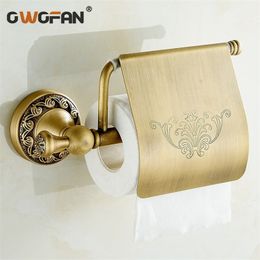 Paper Holder Brass Toilet Classic Carved Roll Paper Holder Wall Mounted Toilet Bathroom Hardware European Style DG-8308F T200425