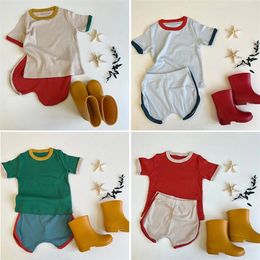 EnkeliBB Toddler Summer Sets Short Sleeve T-shirt and Shorts Outfits Child Boy Girl Brand Top Quality Cotton Cosy Fabric 220507