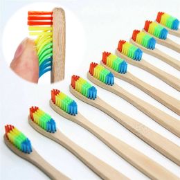 Wooden Toothbrush Bamboo Toothbrush Oral Care Whitening Teeth Soft Head Rainbow Colours Black Eco-Friendly Adult Child Toothbrush