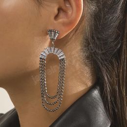 Black Crystal Irregular Dangle Earrings Long Tassel Hanging Earrings Accessories Jewelry Gift for Women