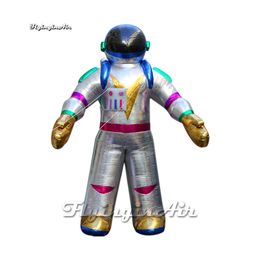 Silvery Inflatable Spaceman Space Traveller Model 4m Shiny Figure Air Blow Up Astronaut Balloon For Park Decoration