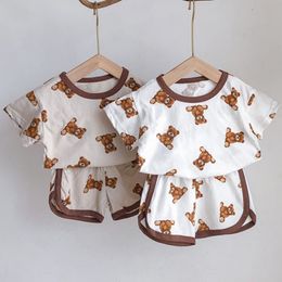 Baby Kids Clothes Set Summer Boy Girl Cotton T shirt Shorts 2pcs Suits Children s Sets Cute Bear Print Boys Clothing Suit 220714